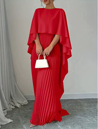Elegant Batwing Sleeve Pleated Dress