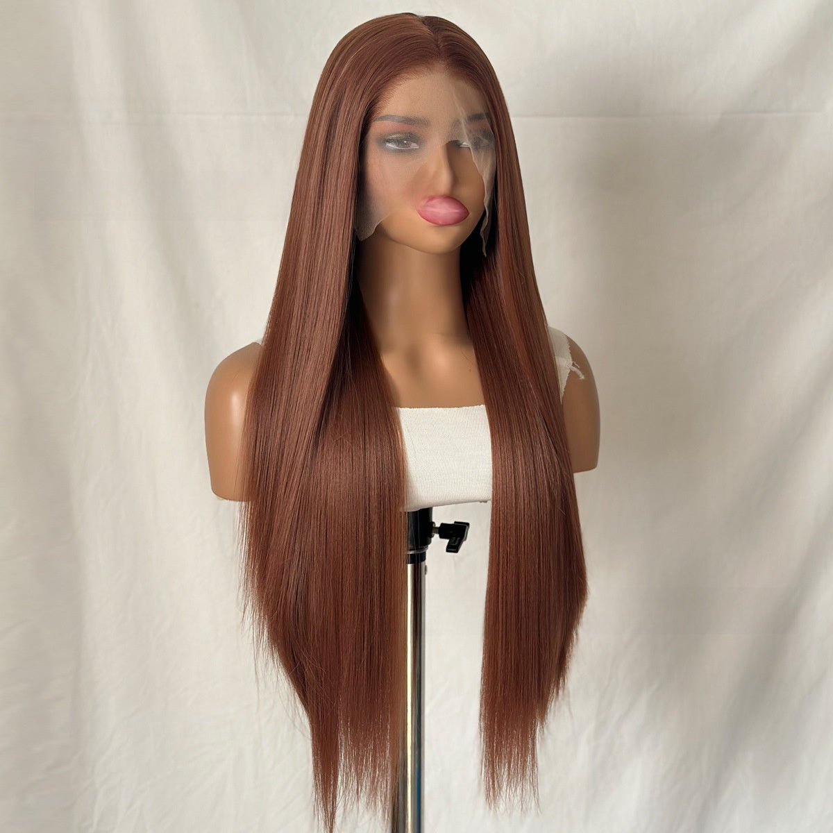 Long Straight Synthetic Hair Wig with Front Lace