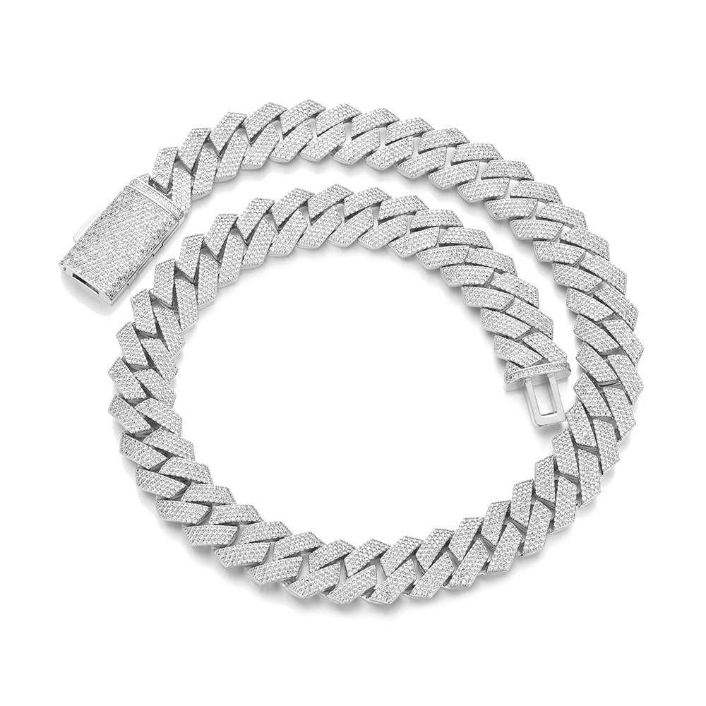 Men's Cuban Chain Zircon Necklace Geometric Pendant
