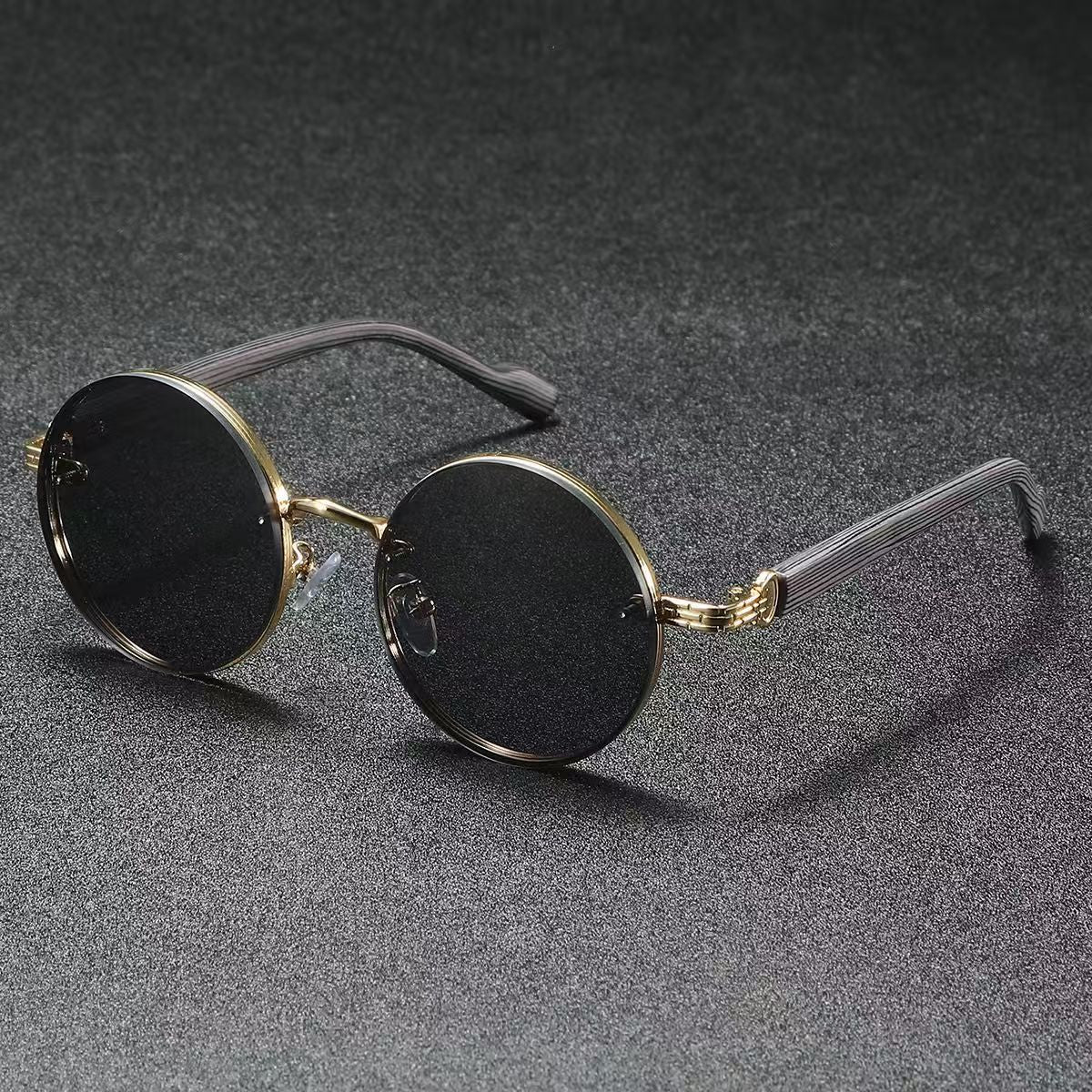 Retro Round Punk-Style Metal Sunglasses