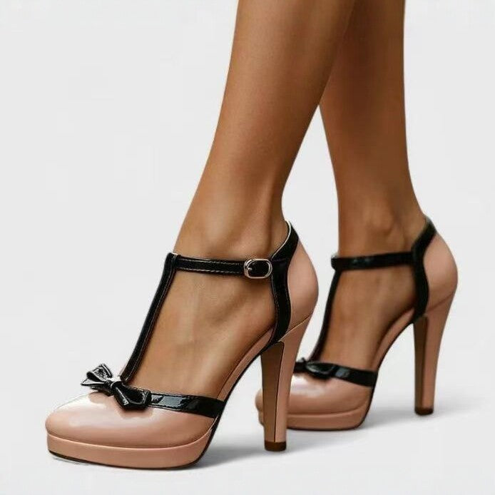 Patent Leather T-Strap High Heel Sandals