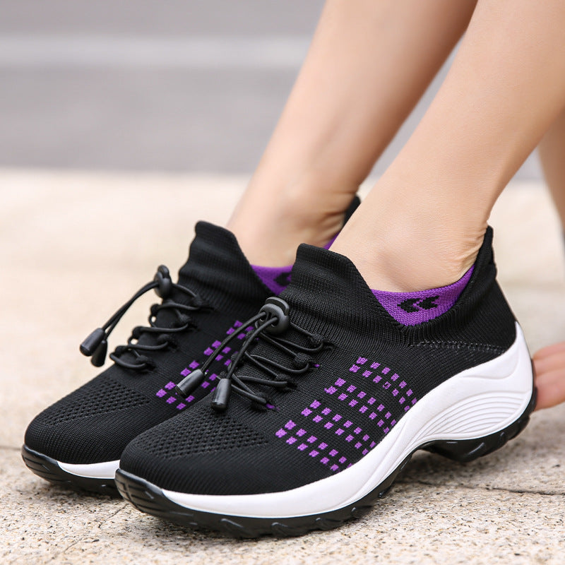 Womens Wedge Heeled Casual Sports Shoes