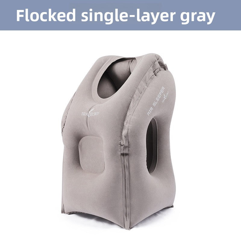 Portable inflatable travel neck pillow