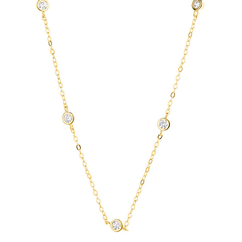 French Bubble Diamond Necklace for Women Elegant Round Pendant Light Luxury Clavicle Chain