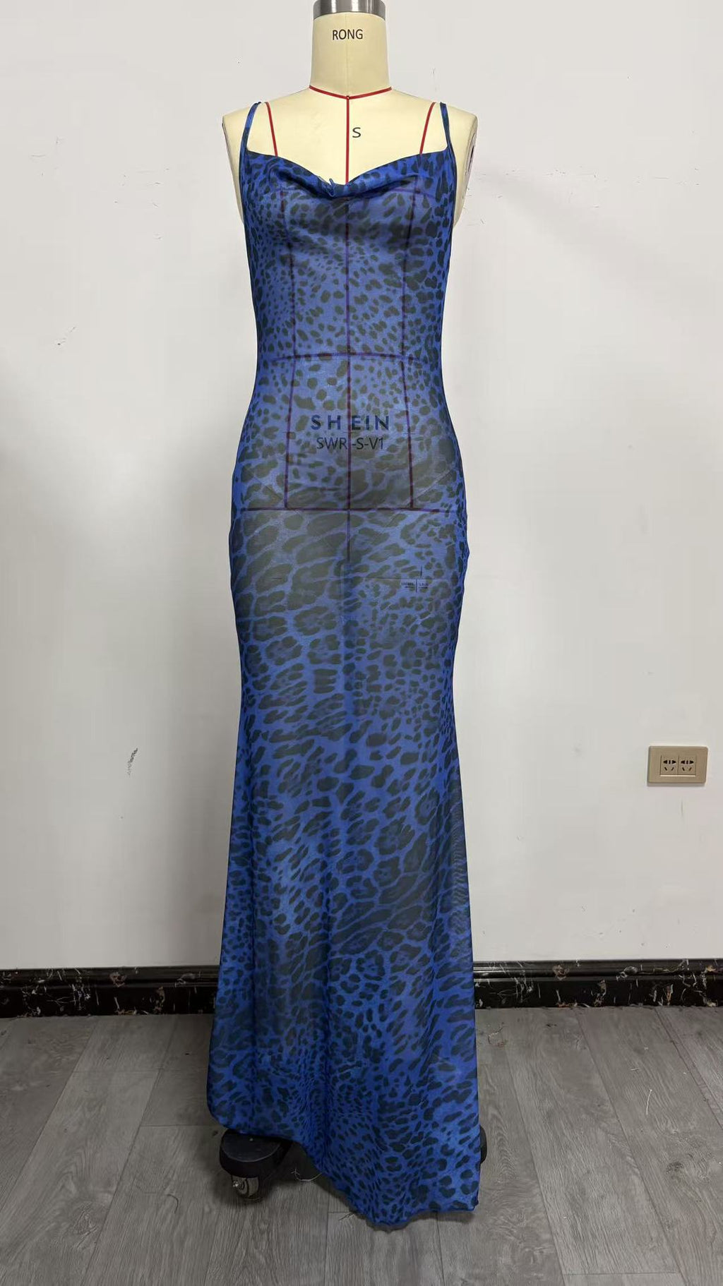 Women's Leopard Print Open Back Long Dress