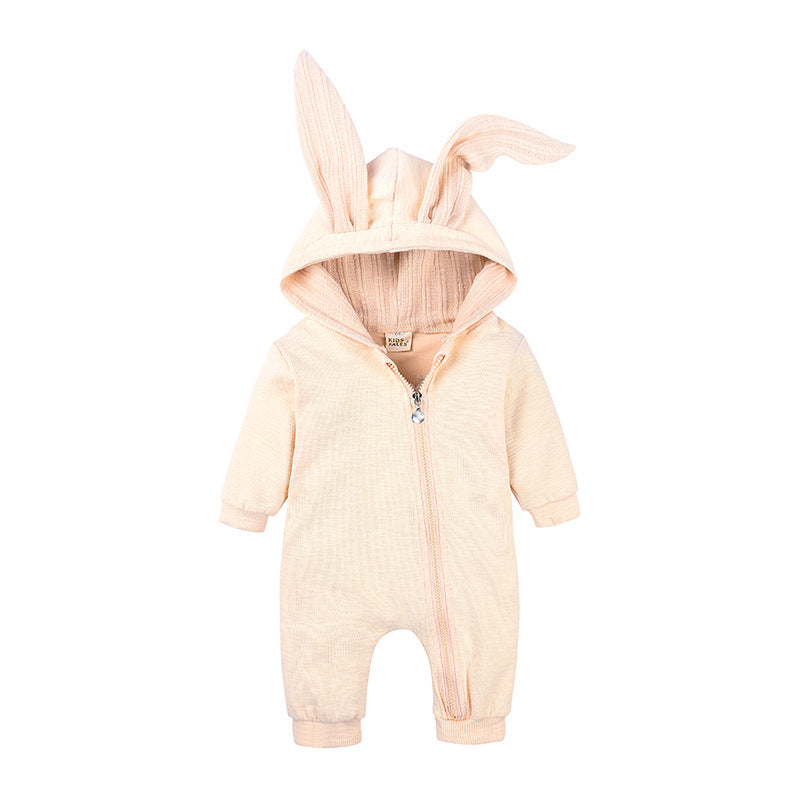 Baby Rabbit Ear Hooded Jumpsuit Cotton Romper