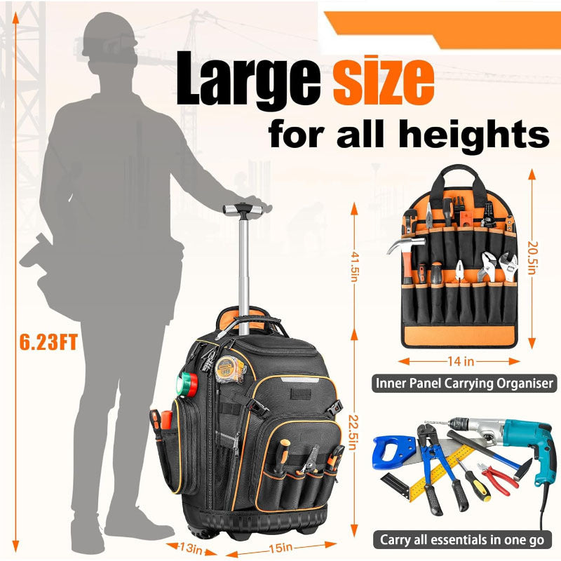 Heavy Duty Rolling Tool Backpack with Wheels