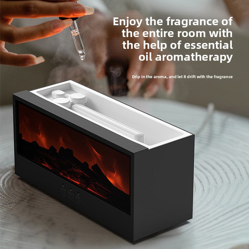 Desktop Flame Effect Aroma Diffuser with Humidifier and RGB Lights