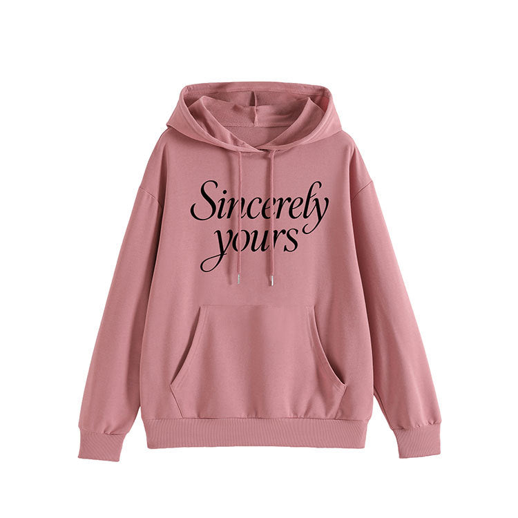 Womens Pure Cotton Loose Fit Printed Hooded Sweatshirt