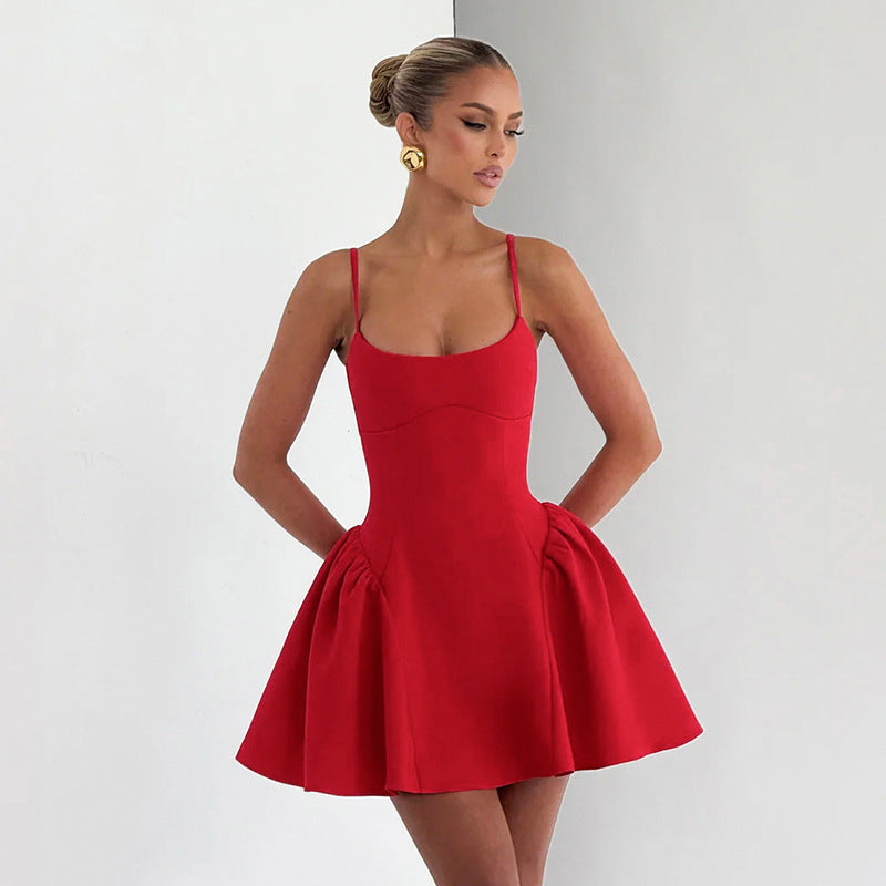 Suspender A-Line Sleeveless Dress