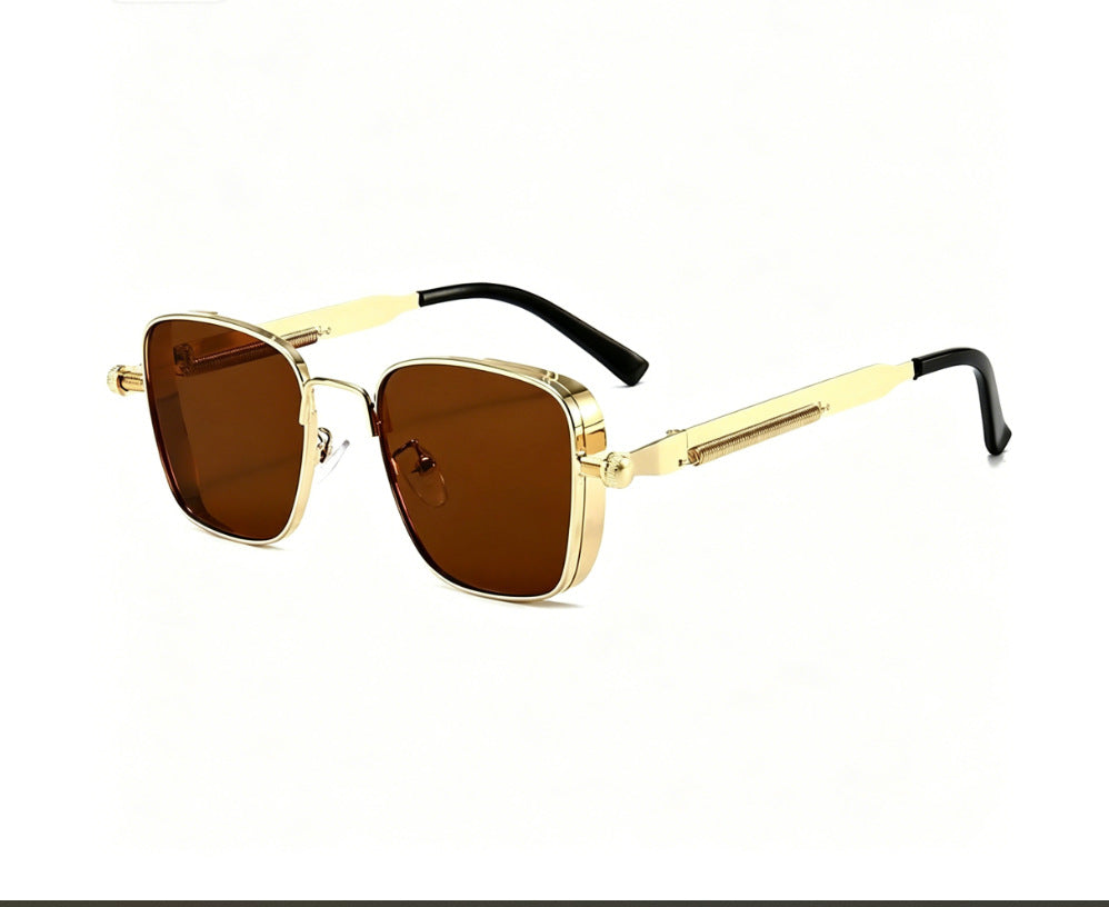 Retro Square Metal Frame Sunglasses UV400 Protection Minimalist Sun Glasses
