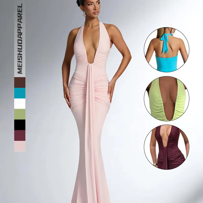Women's Halter Neck Bodycon Long Dress