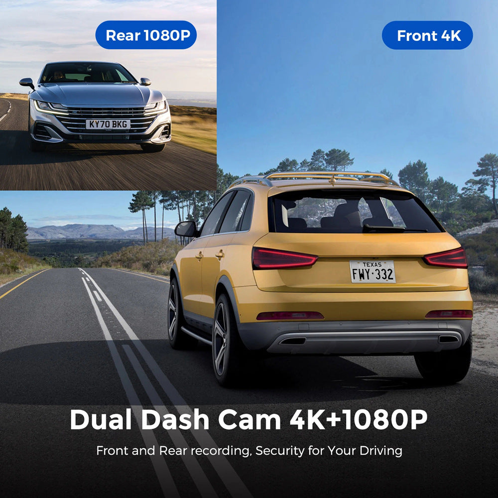 4K Dual Lens Dash Cam with Night Vision WiFi GPS