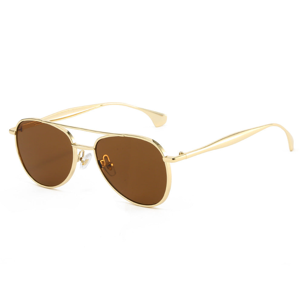Double-Beam Gradient Metal Frame Sunglasses