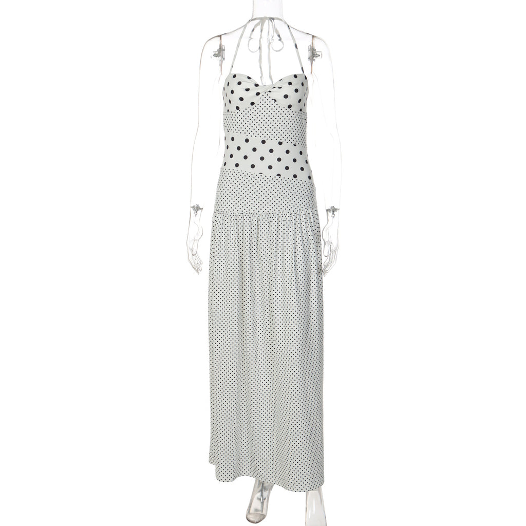 Women's Polka Dot Halter Neck Dress