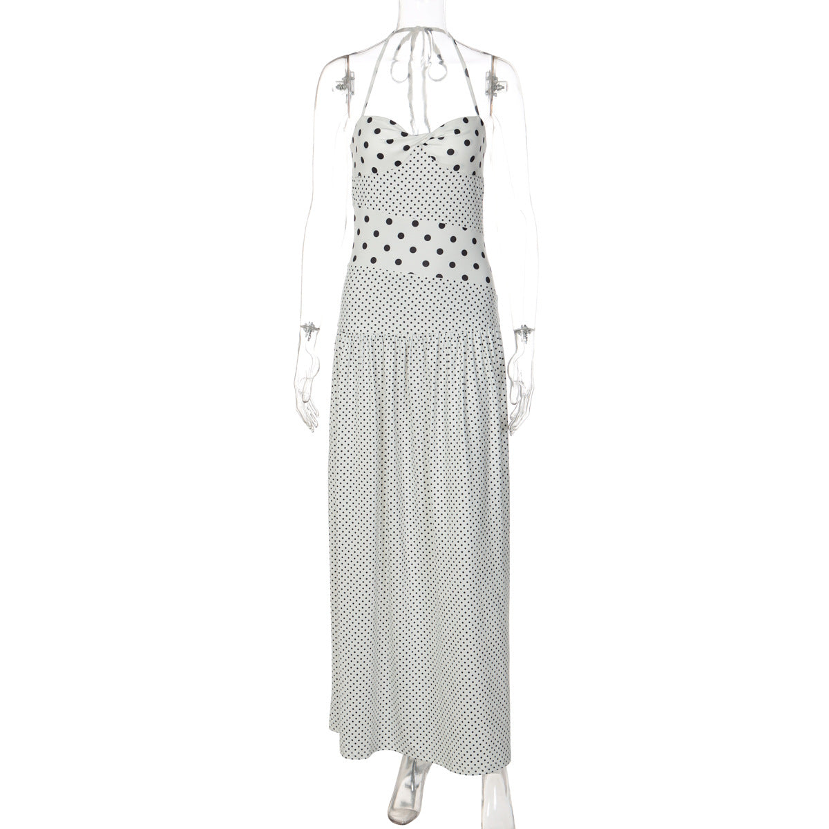 Women's Polka Dot Halter Neck Dress