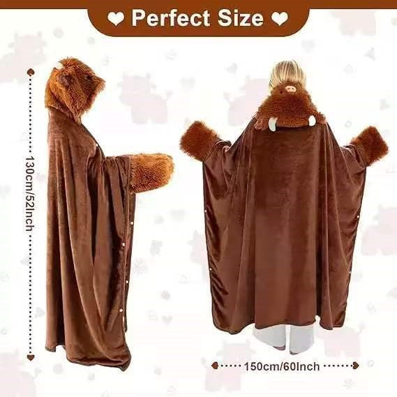Hooded Animal Cape Blanket