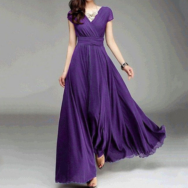 Bohemian V-Neck Chiffon Dress