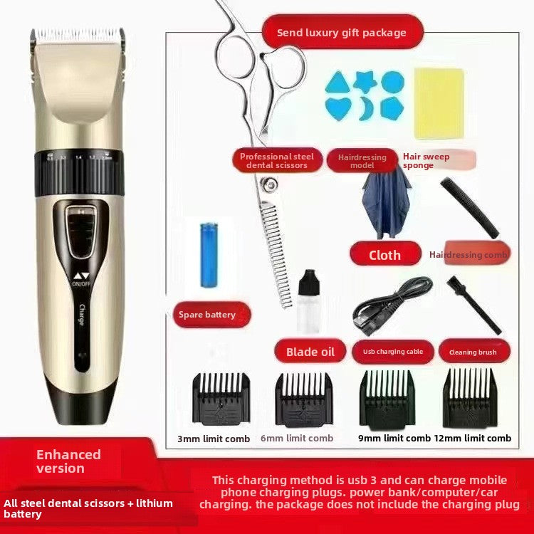 Rechargeable Electric Hair Clipper with Ceramic Blades