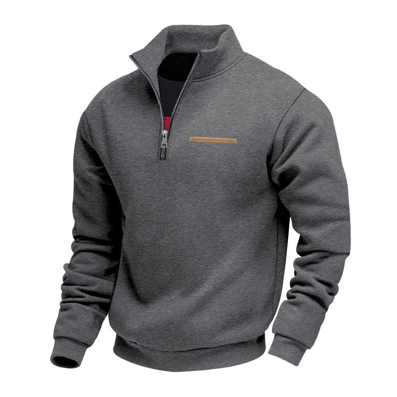 Heavyweight Stand-Up Collar Contrast Stripe Sports Sweatshirt