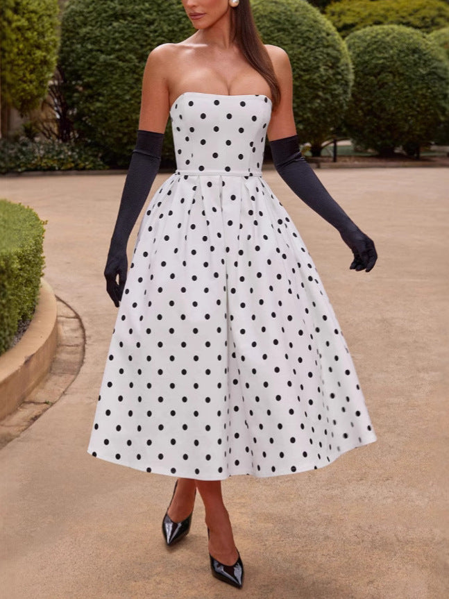 Strapless Polka Dot Dress