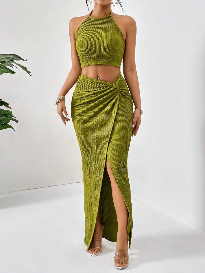 Womens Slim Fit Twist Long Dress Sleeveless