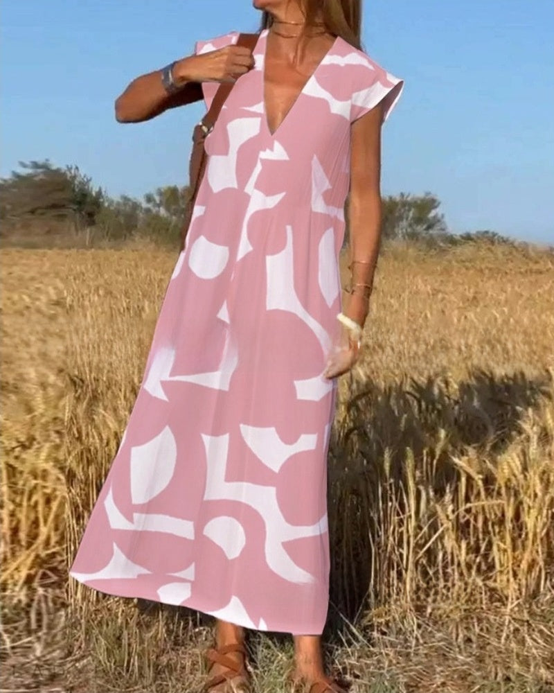 Fashion V-neck long dress for women
