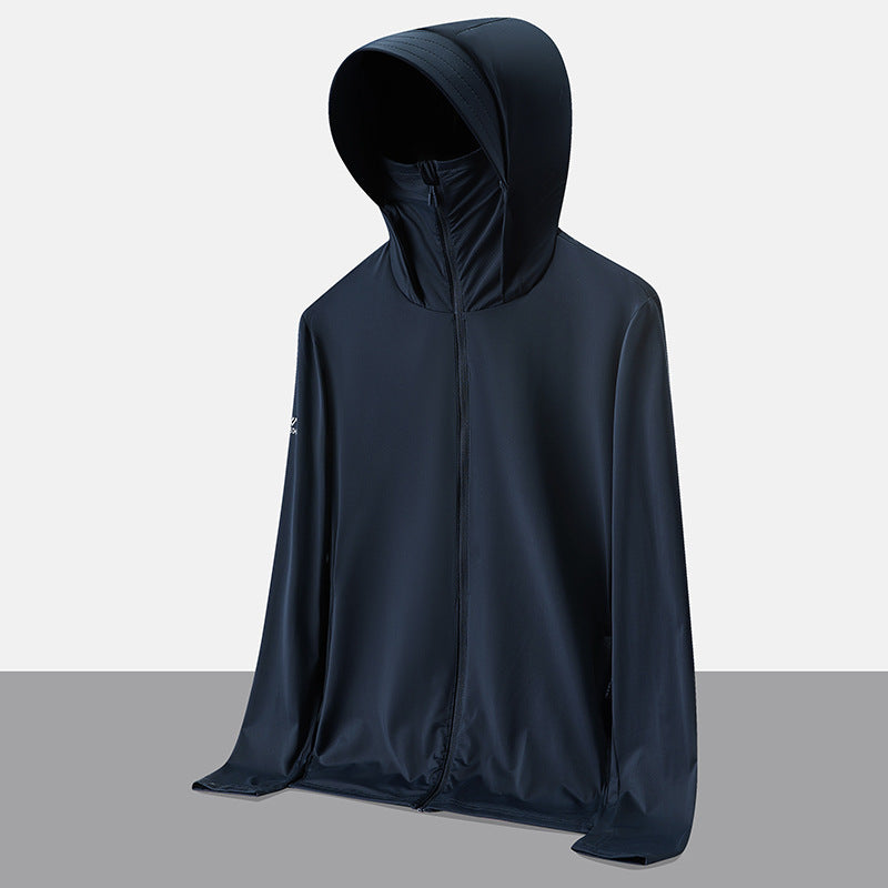 UPF50+ Ice Silk Cooling UV Protection Hooded Jacket Couple Matching Outdoor Sport Coat