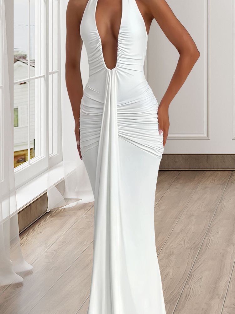 Women's Halter Neck Bodycon Long Dress