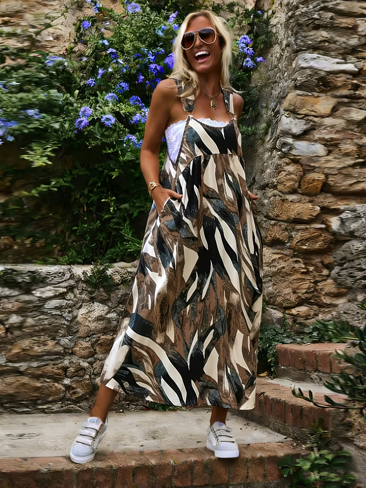 Loose-Fitting Floral Print Summer Dress