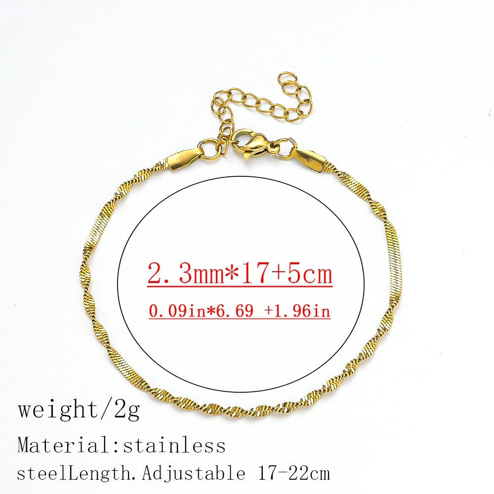 316L Titanium Steel Bracelet Waterproof Hypoallergenic Gold Plated Chain Jewelry for Men Women Unisex Fashion Accessories