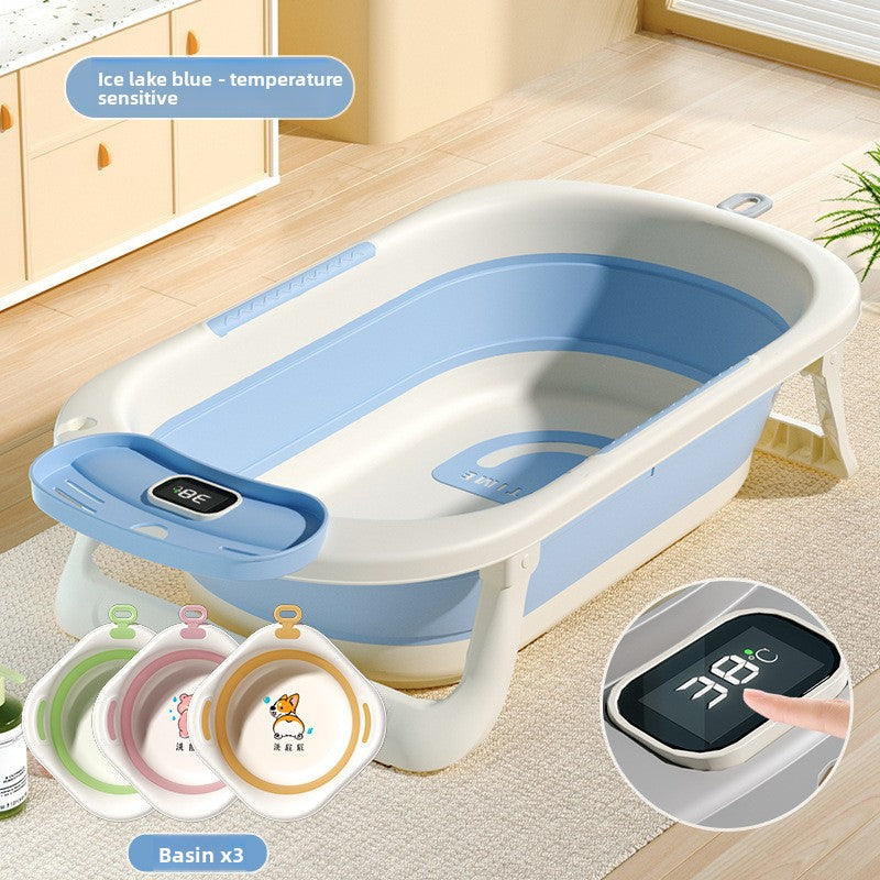 Temperature Sensing Baby Bathtub with Foldable Design