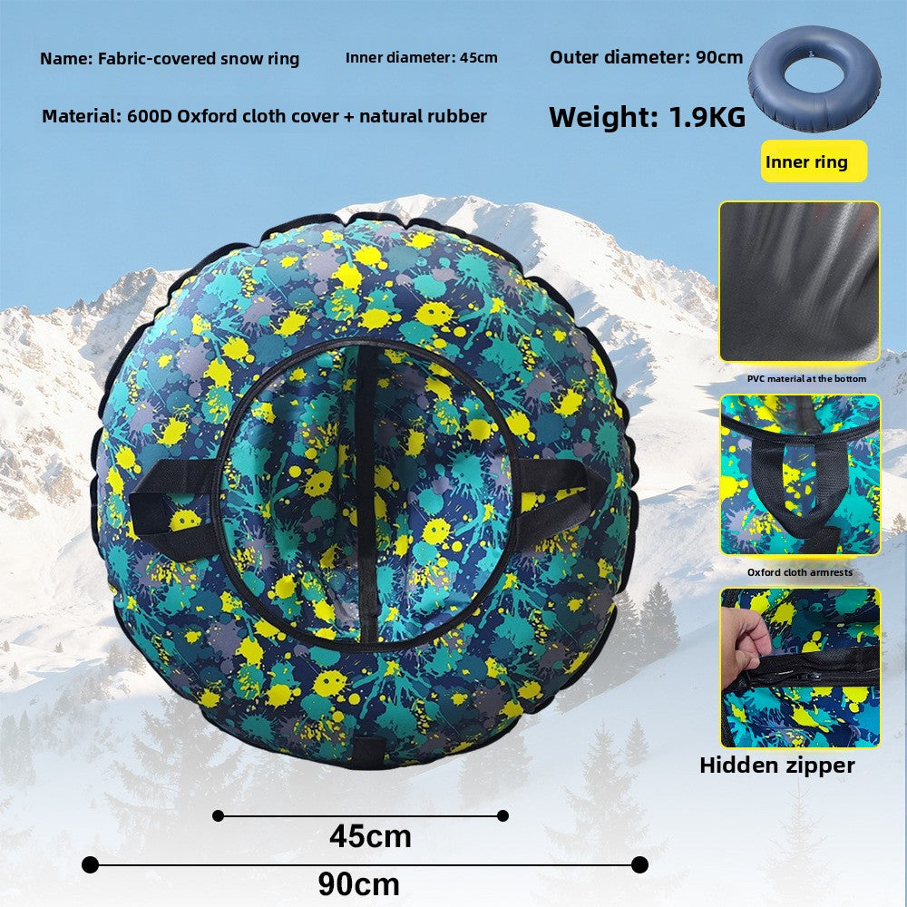 Winter PVC Inflatable Snow Tube with Cloth Cover for Outdoor Sledding and Grass Sliding