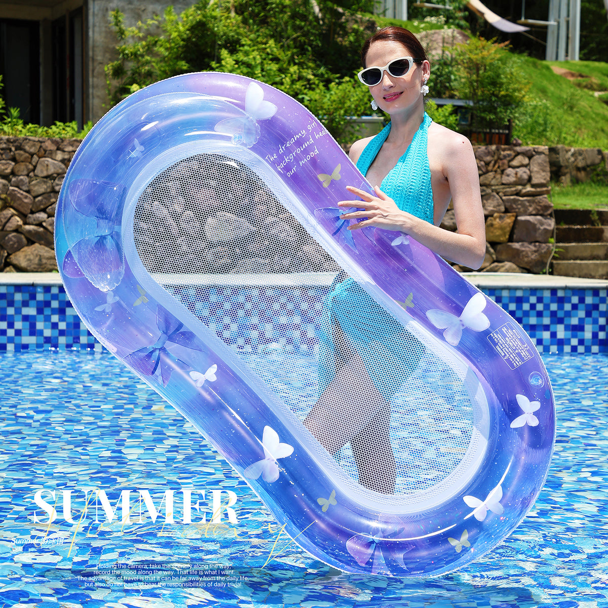 Mermaid floating bed adult swimming ring water inflatable