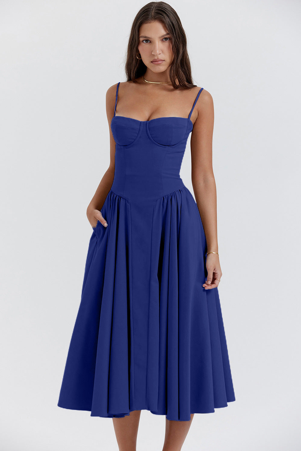 French Retro Long Sleeveless Dress