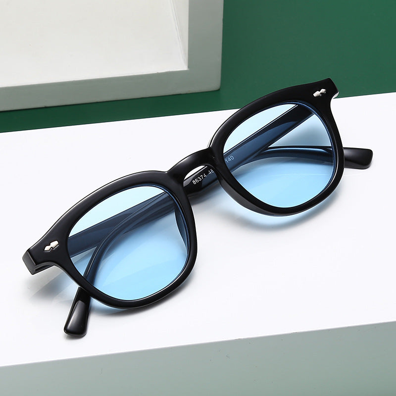 Round retro rice-stud fashionable sunglasses