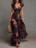 Sniffy Printed Slim-Waist Pleated Fishtail Skirt