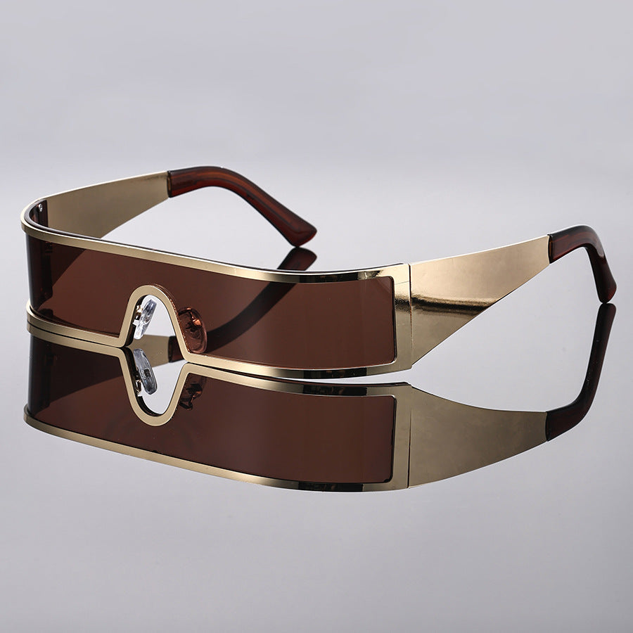 Futuristic Punk Metal Frame Sunglasses UV400 Windproof