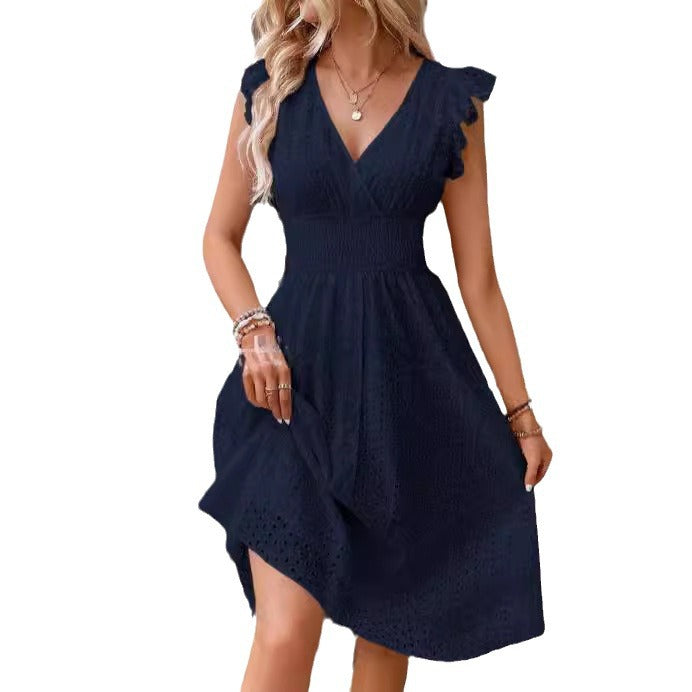 Lotus-leaf sleeve dress
