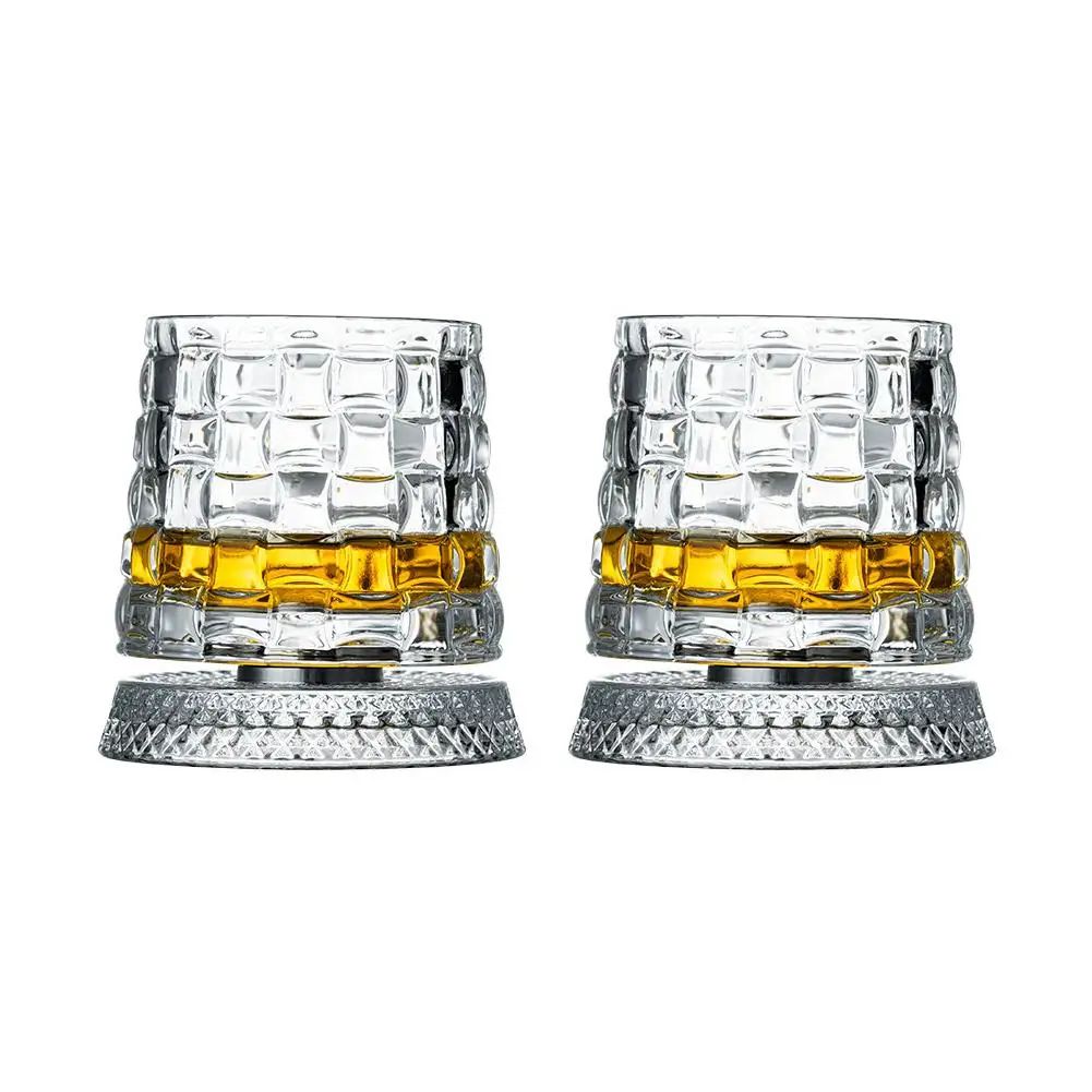 Rotating Base Whiskey Glass Set