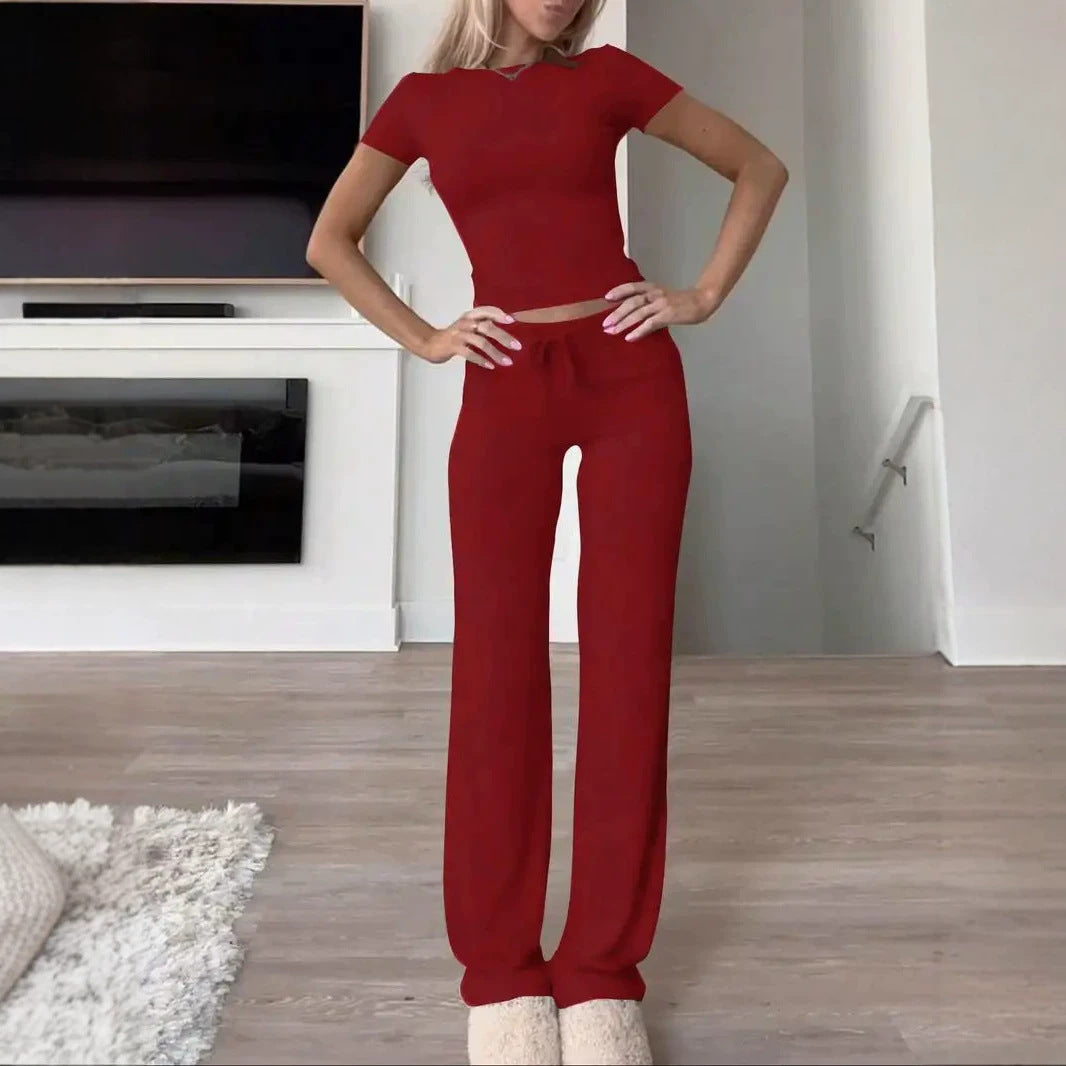 Casual Cotton Blend Two-Piece Set