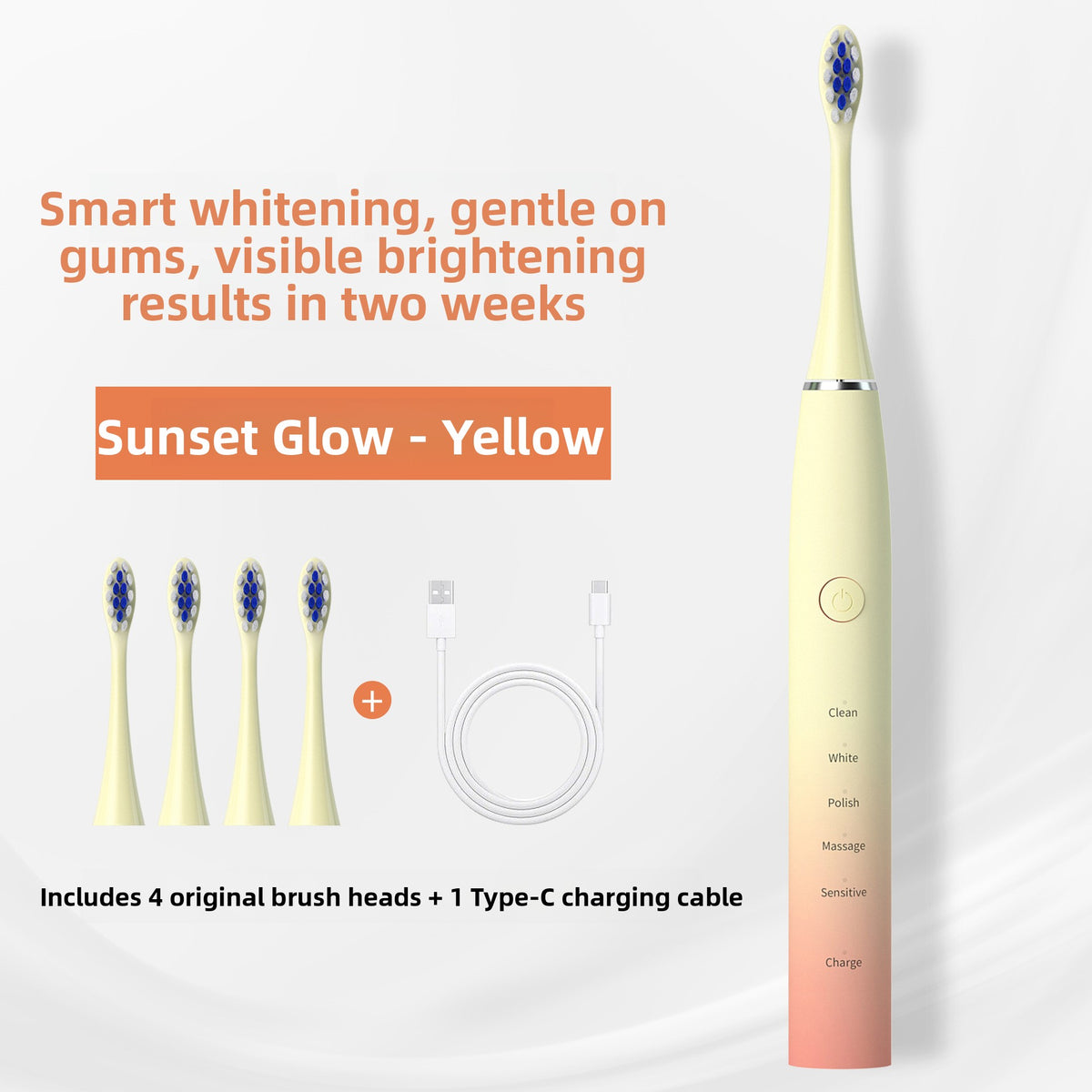 Ultrasonic Electric Toothbrush 5 Modes USB-C Rechargeable Soft-Bristled with Magnetic Levitation Motor