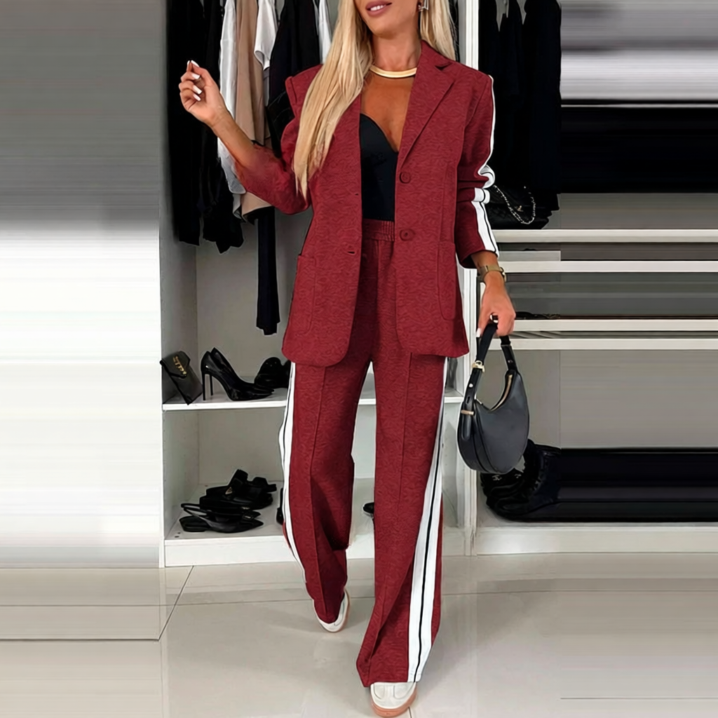 High-waisted long pants two-piece set for women