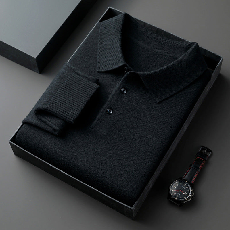 Mens Wool Blend Knitted Polo Shirt