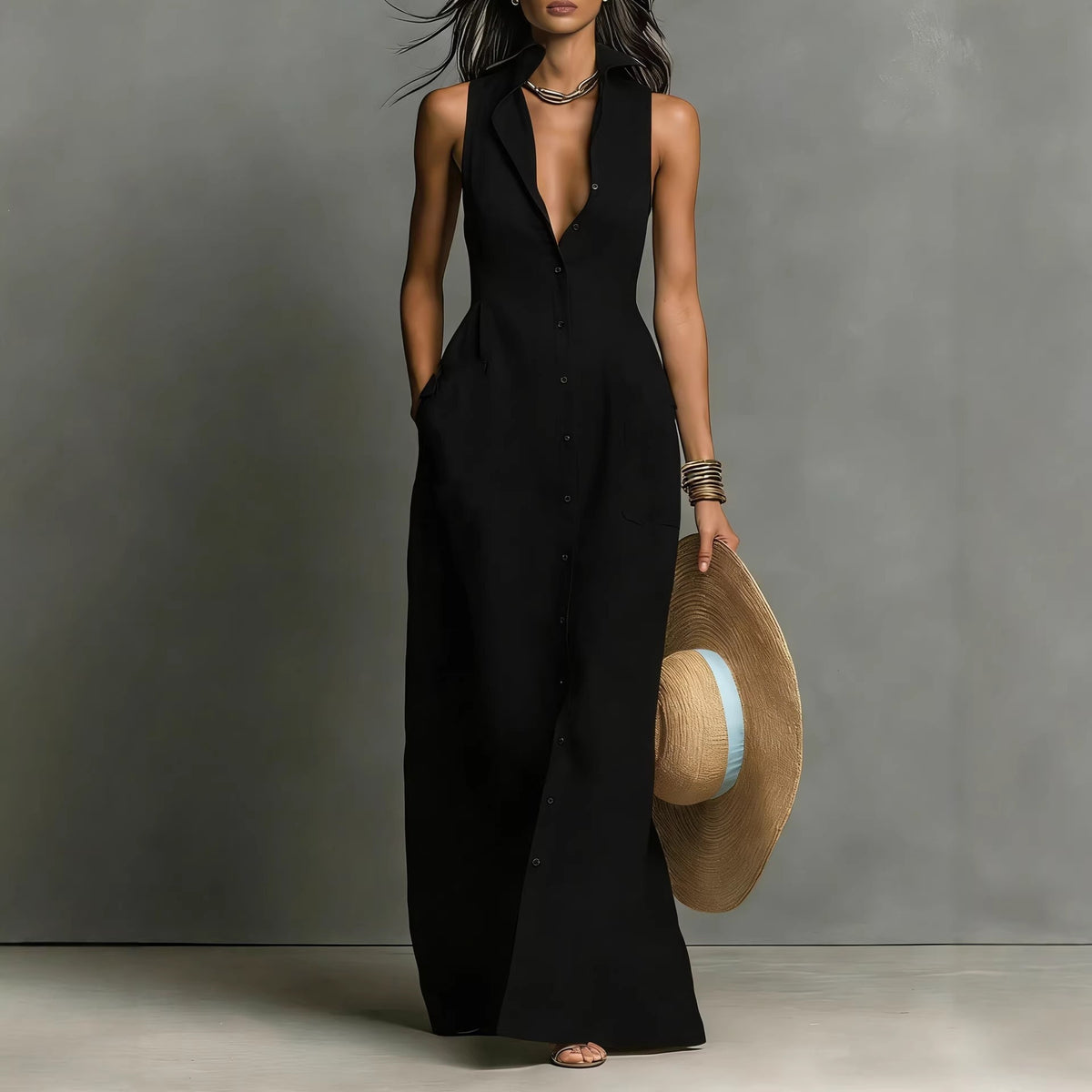 Sleeveless blouse-style dress