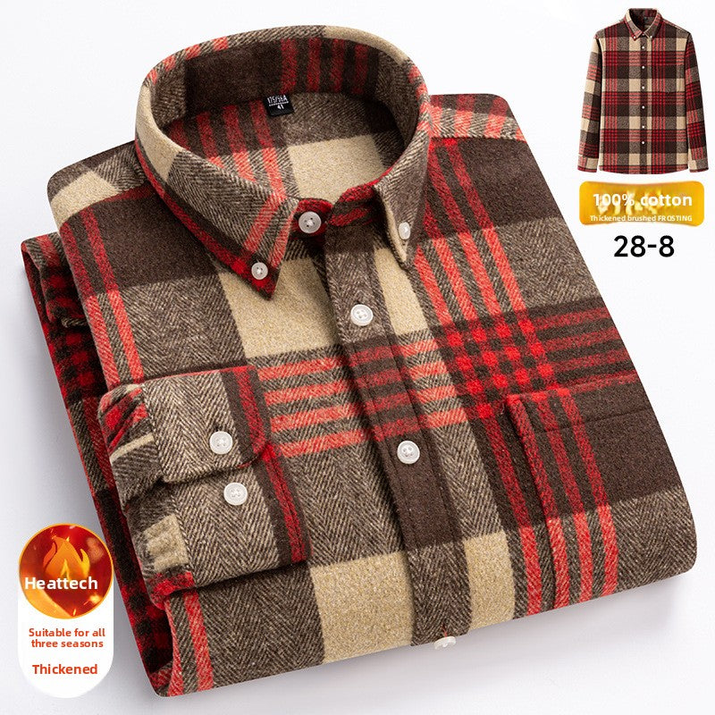 Mens Brushed Plaid Long Sleeve Shirt