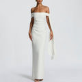 Sexy Tube Top Dress Slim Solid Color Ribbon Exposed Backpack Hip Women's Long Skirt