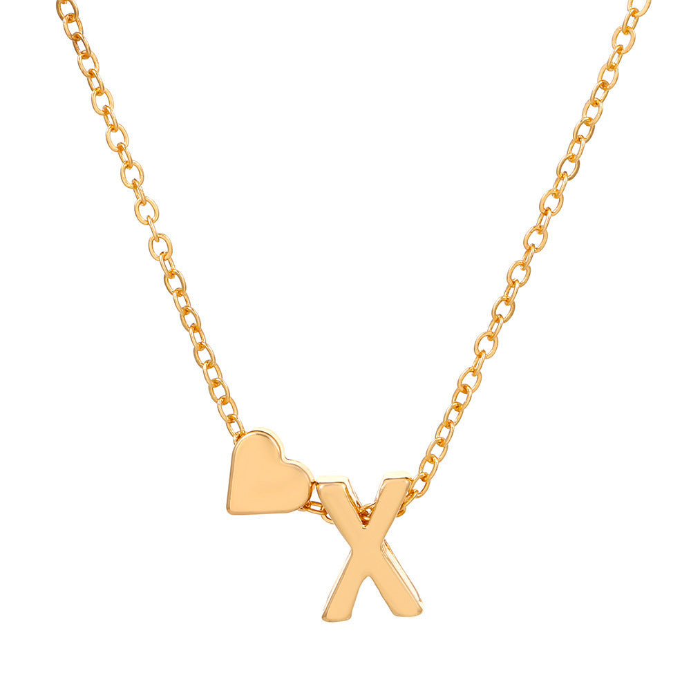 Heart Letter Necklace and Bracelet Set