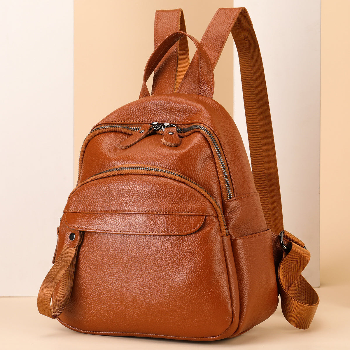 Women's double-shoulder bag, soft leather commuter bag