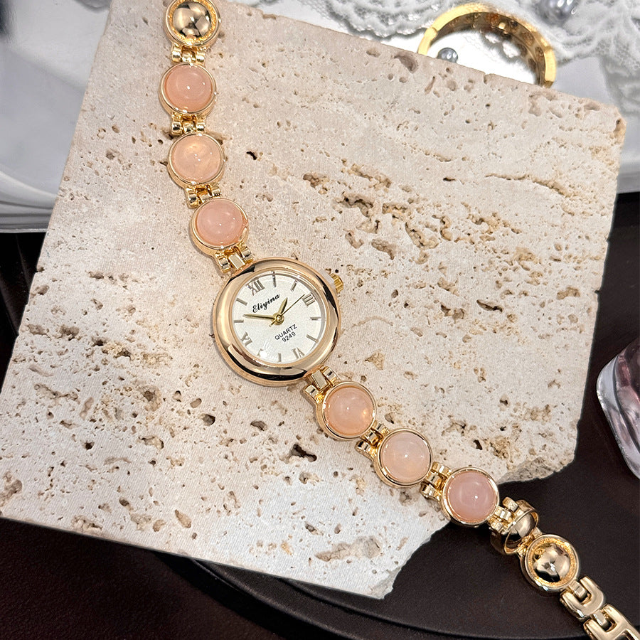 Vintage Gemstone Beaded Quartz Women Watch